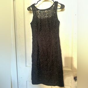 WHBM black Lace Overlay Sheath Dress